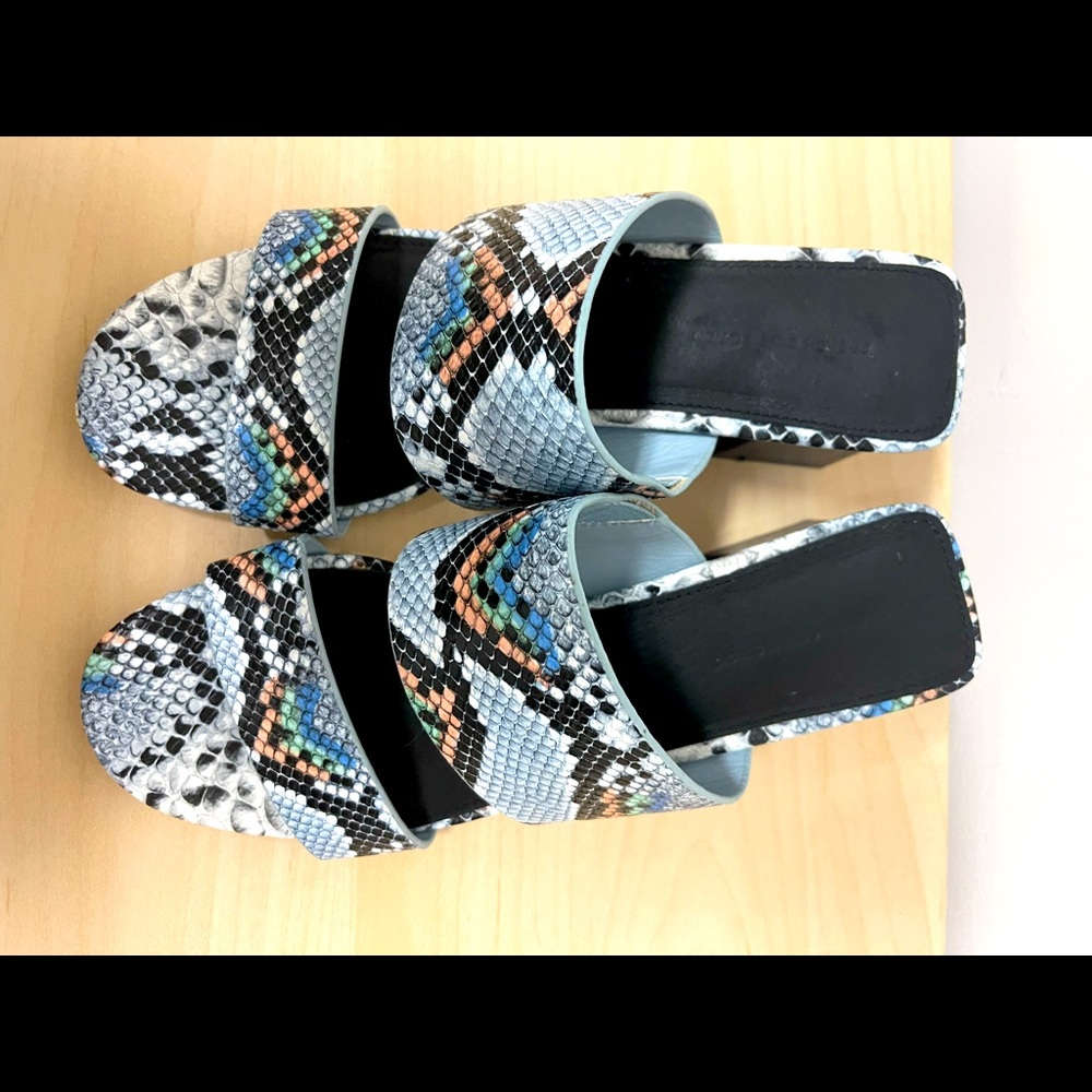 French Connection Blue faux Snakeskin Woth Blue Clear Heels